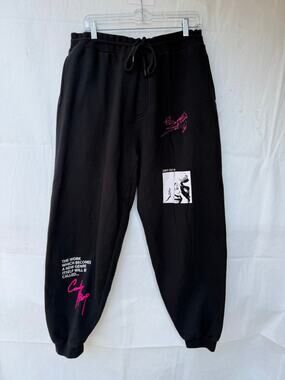 Cowboy Bebop Anime Graphic Sweatpants Black Fleece Joggers Mens Size Large L